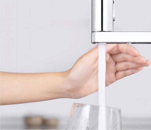 Поворотный сенсорный смеситель Xiaomi Yue Kitchen faucet sensor (White) - 5