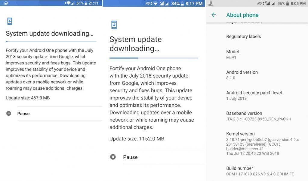 Обновление Android 8.1 на Xiaomi Mi A1 возобновлено
