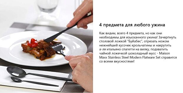 Набор столовых приборов Maison Maxx Stainless Steel Modern Flatware Set (Black/Черный) : характеристики и инструкции - 6
