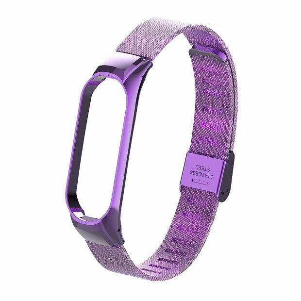Ремешок сетчатый металлический для Xiaomi Mi Band 4 Metal Mesh Strap (Purple/Фиолетовый) - 3