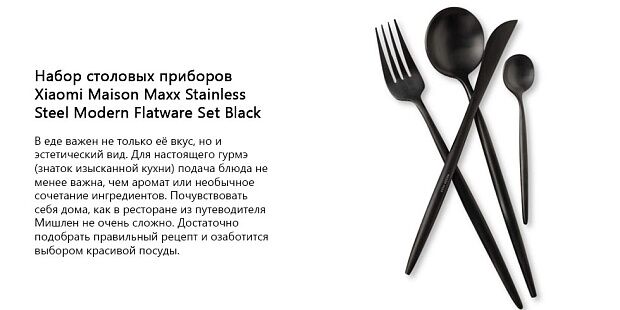 Набор столовых приборов Maison Maxx Stainless Steel Modern Flatware Set (Black/Черный) : характеристики и инструкции - 2