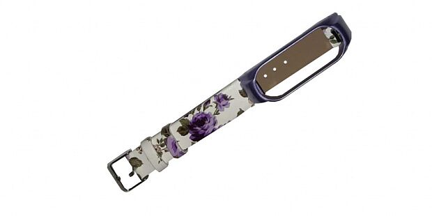 Ремешок кожаный для Xiaomi Mi Band 4 Leather Strap Flower Design (Purple/Фиолетовый) - 4