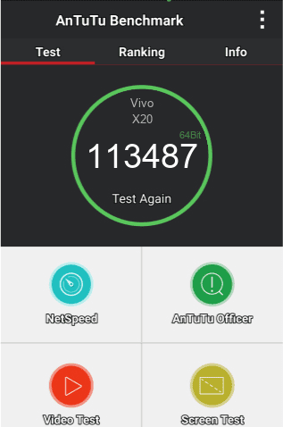 Результаты теста по AnTuTu для Vivo X20