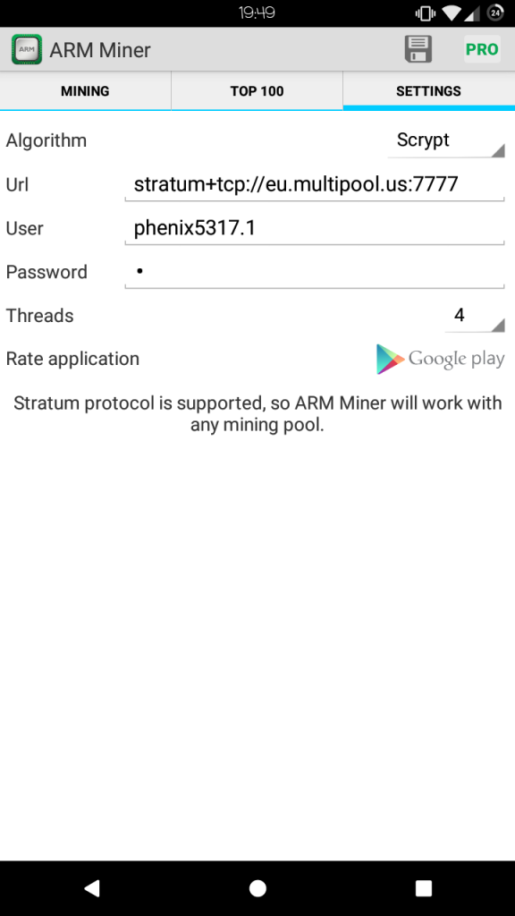 Скриншот ARM Miner Bitcoin Скриншот ARM Miner Bitcoin