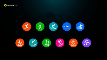 Доступные опции в смарт часах Xiaomi Amazfit Smartwatch 2 Спортивные режимы работы умных часов часы Xiaomi Amazfit Smartwatch 2