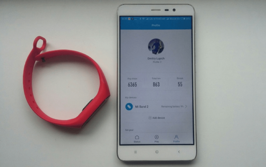 Профиль пользователя Mi Band Профиль пользователя Mi Band при синхронизации со смартфоном