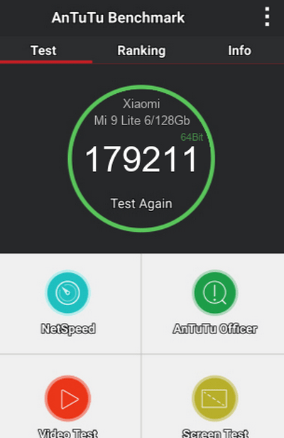 Результат теста по AnTuTu для Xiaomi Mi 9 Lite Итоги тестирования по AnTuTu для Сяоми Ми9 Лайт