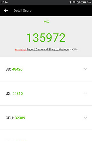Результаты теста по AnTuTu для Xiaomi Mi Mix Итоги теста по AnTuTu для Xiaomi Mi Mix