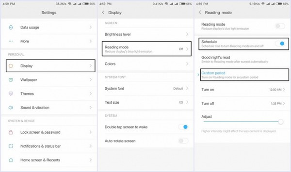 Активация режима чтения в MIUI 10 Включение режима чтения в MIUI 10
