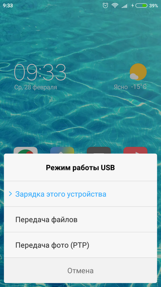 Выбор режима работы USB Варианты режима работы USB