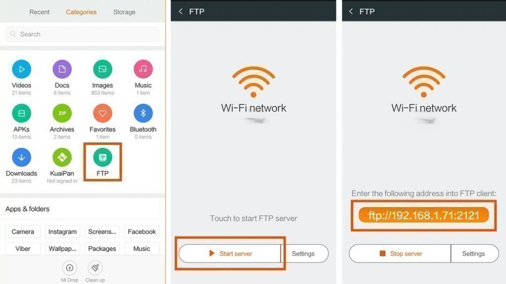 Запуск FTP сервера на смартфоне Запуск FTP сервера на смартфоне Xiaomi