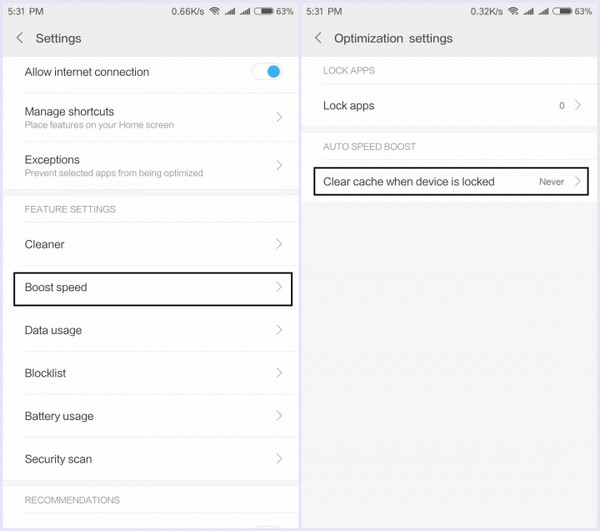 Активация автоматического ускорения в MIUI 10 Включение автоматического ускорения в MIUI 10 Mi