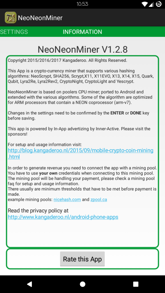 Скриншот NeoNeonMiner Скриншот NeoNeonMiner